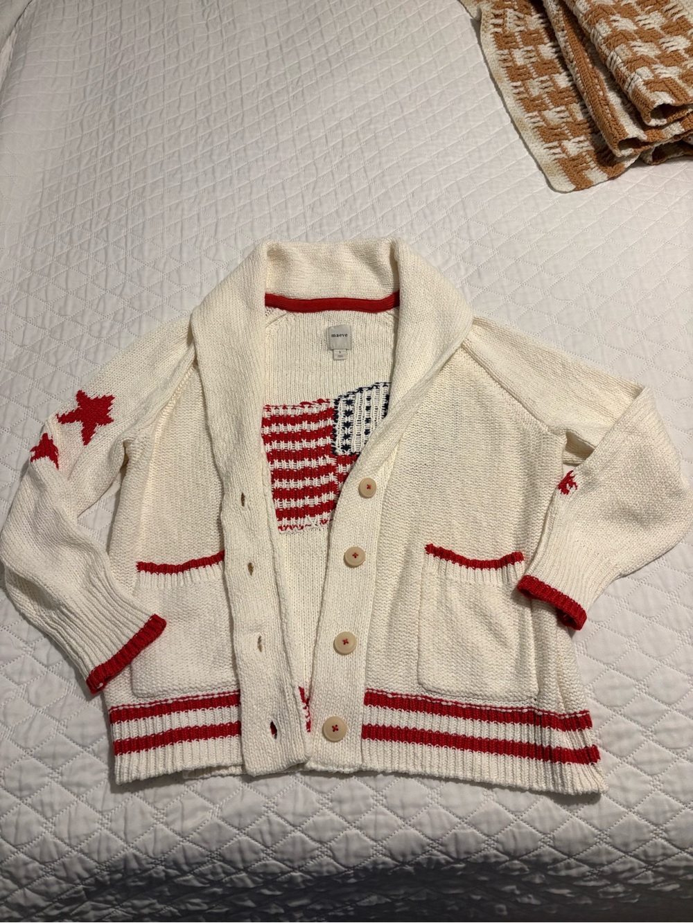 NWT Anthropologie Maeve Knit Cardigan with American Flag Motif - Picture 2 of 7
